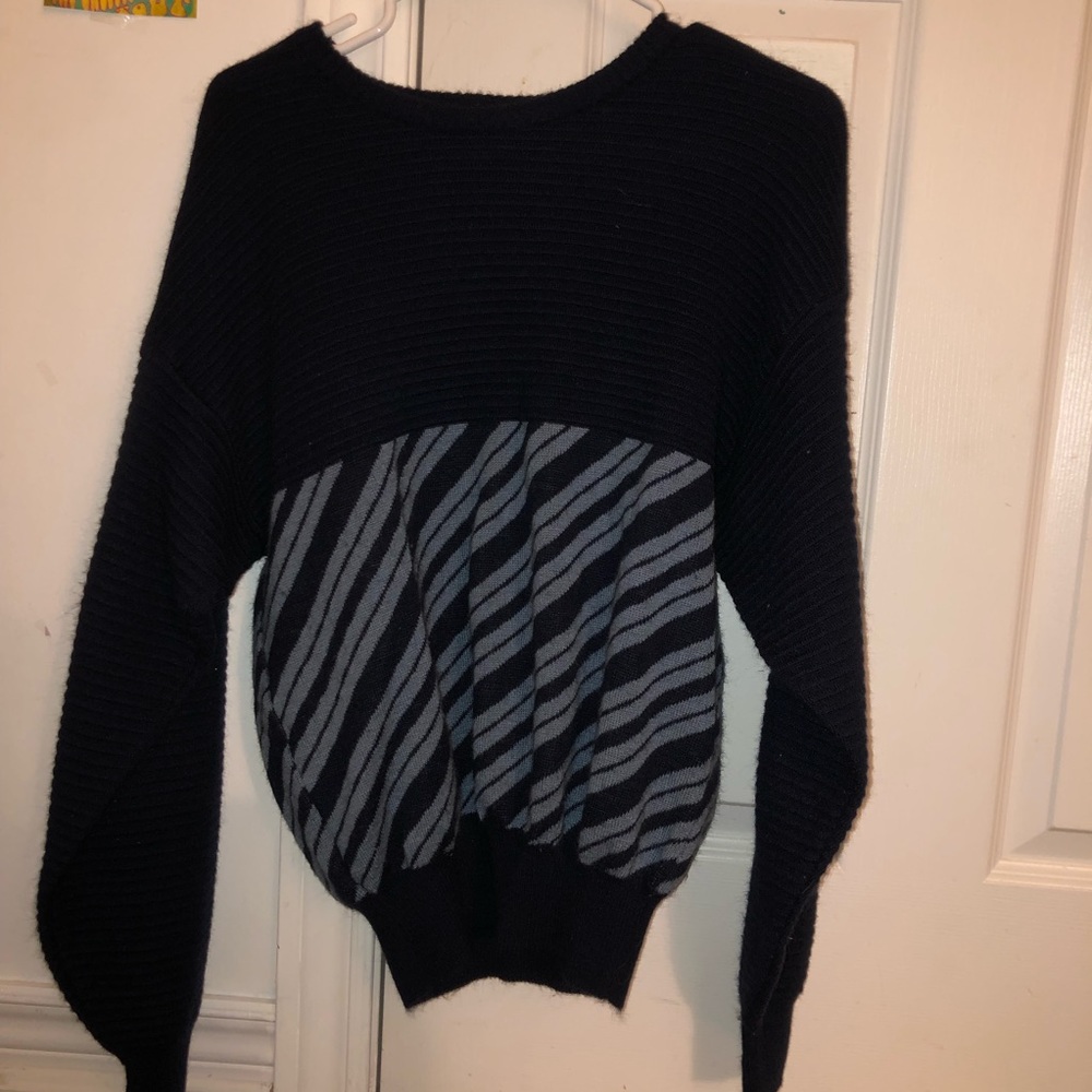 Blue Cropped Knit Sweater